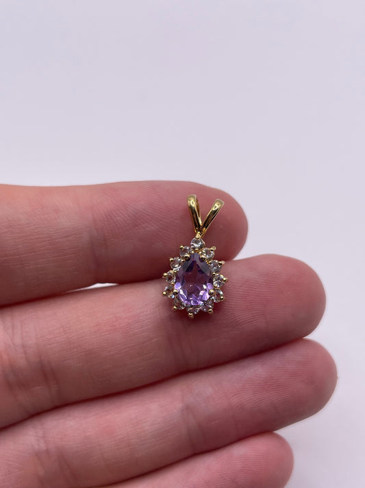 9ct gold amethyst and cz pendant