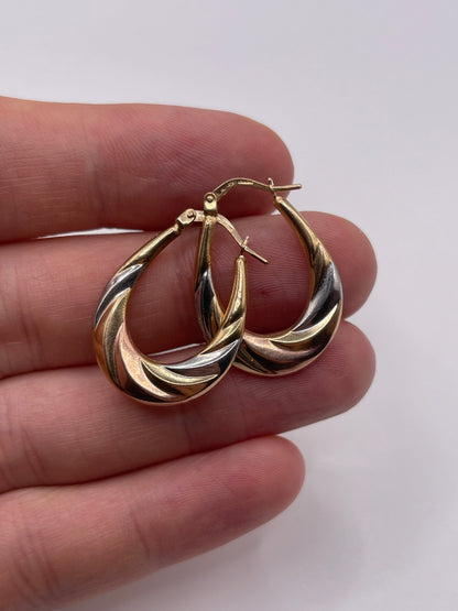 9ct tri gold creole earrings
