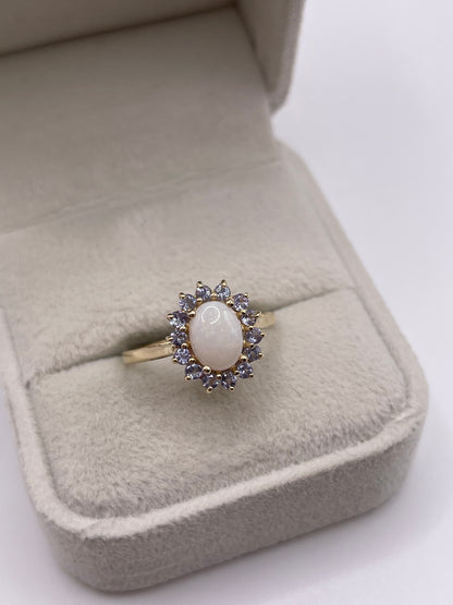 9ct gold opal and tanzanite ring