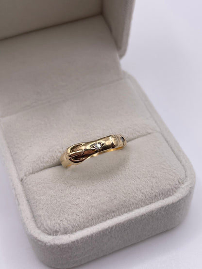 9ct gold diamond buckle ring