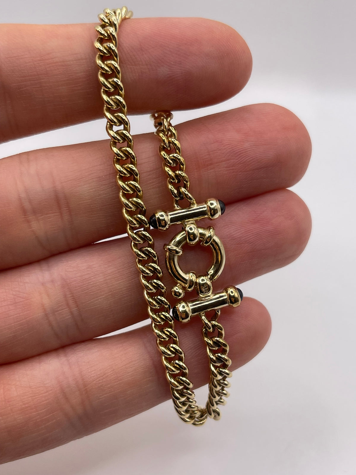 9ct gold cabochon sapphire bracelet