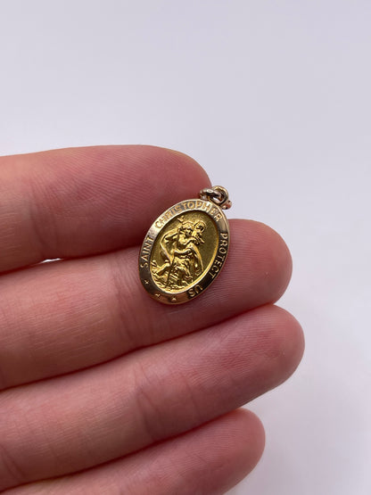 9ct gold st Christopher pendant
