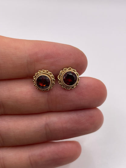 9ct gold garnet earrings