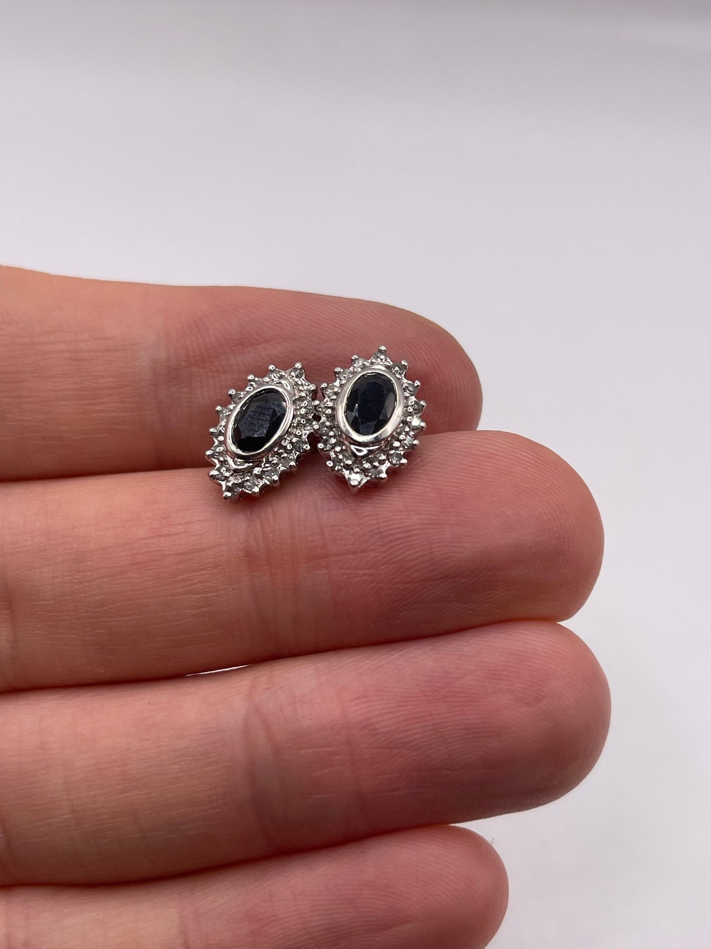 9ct gold sapphire and diamond earrings
