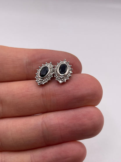 9ct gold sapphire and diamond earrings