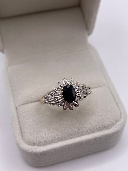 9ct gold sapphire and diamond ring