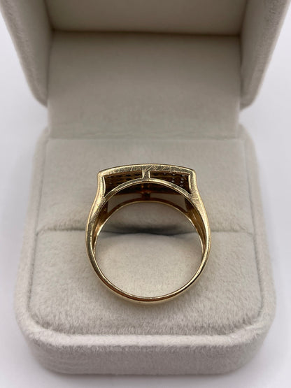 9ct gold diamond cluster signet ring