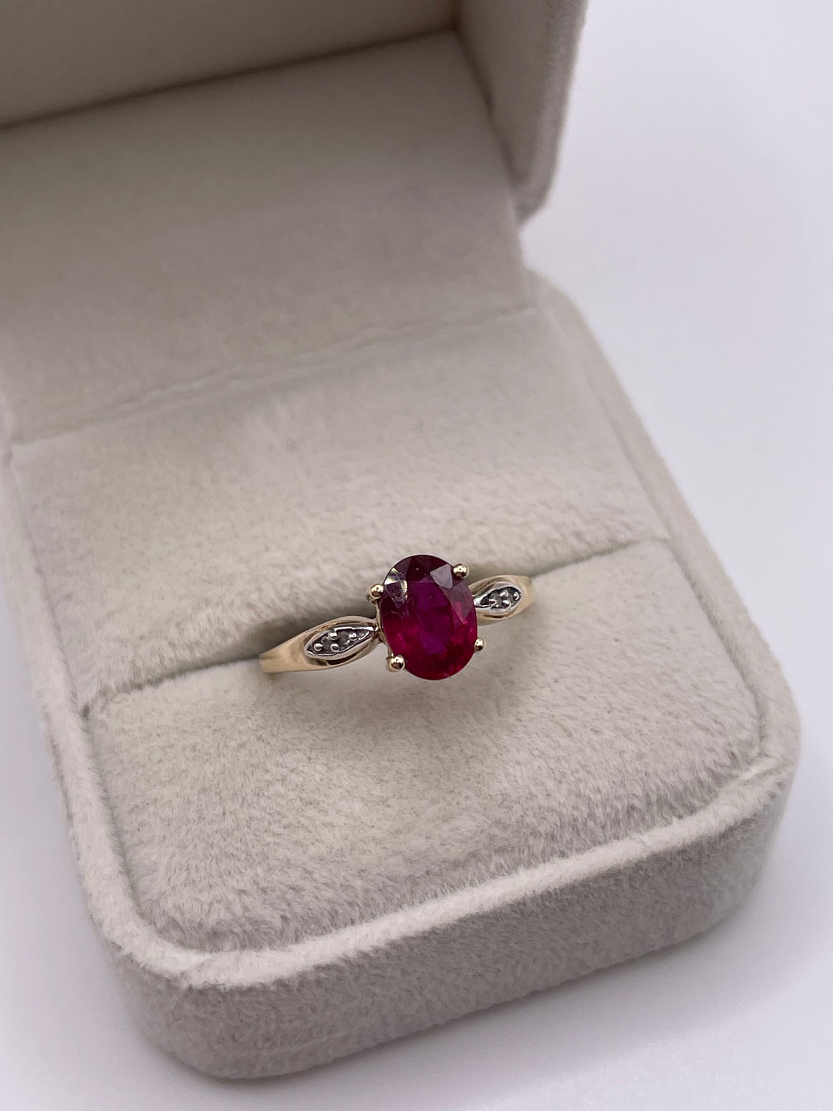 9ct gold ruby and diamond ring