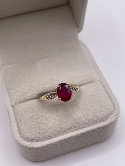 9ct gold ruby and diamond ring