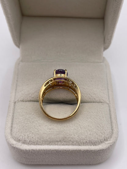 9ct gold amethyst and diamond ring