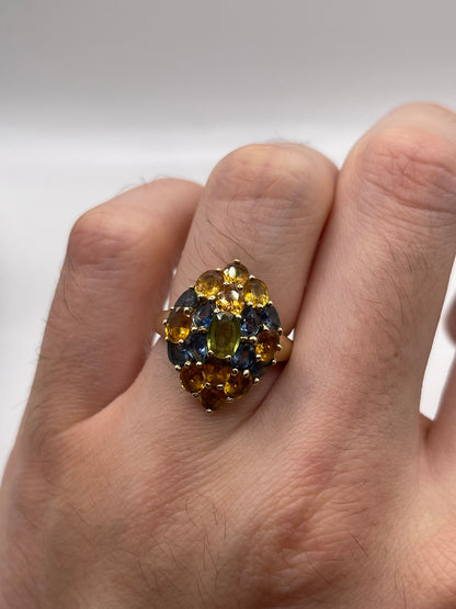 9ct gold multi coloured sapphire ring