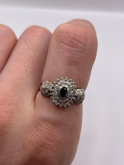 9ct gold sapphire and diamond cluster ring