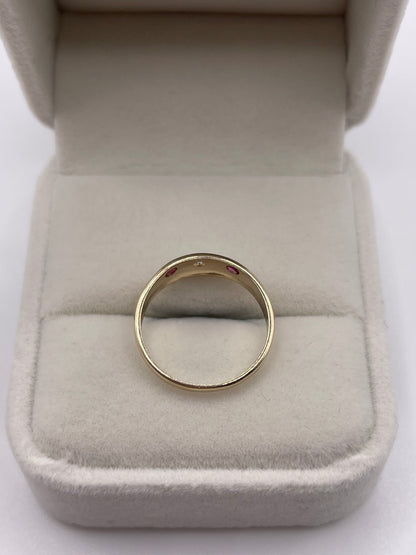 9ct gold ruby and diamond gypsy ring