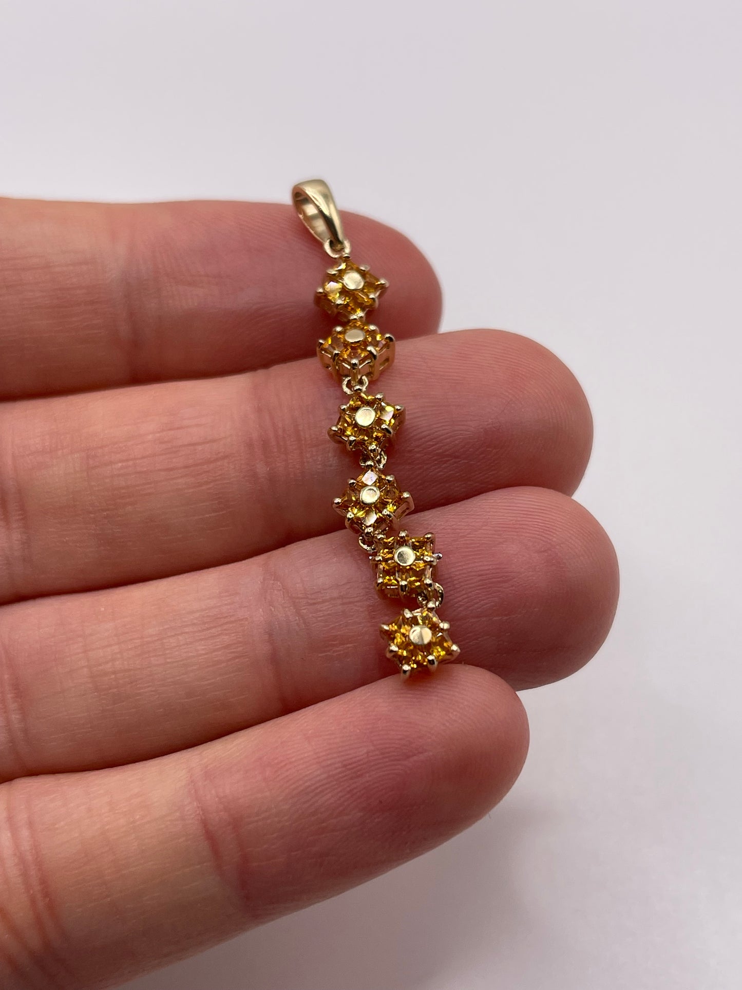 9ct gold fire opal cluster pendant
