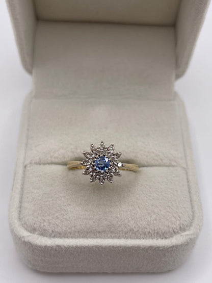 9ct gold sapphire and diamond ring