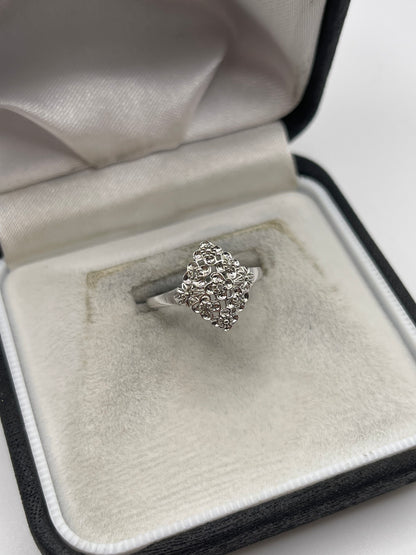 9ct white gold diamond cluster ring
