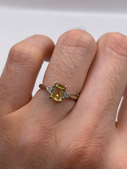 9ct white gold citrine and diamond ring