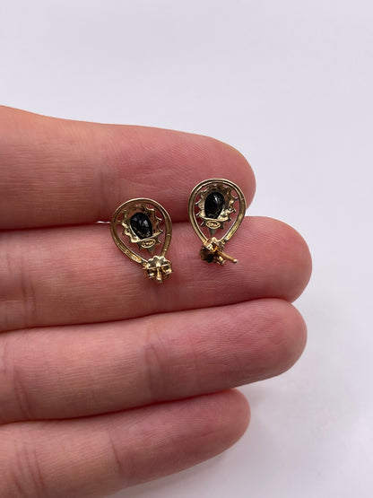 9ct gold sapphire and diamond earrings