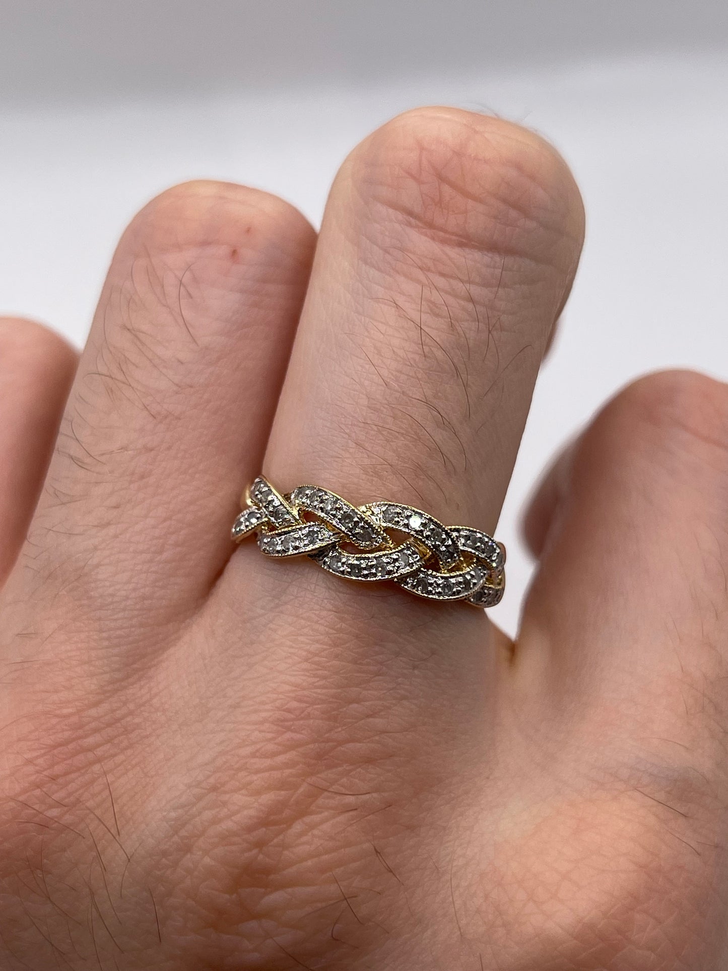 9ct gold diamond knot ring