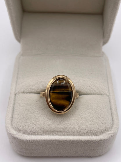 9ct gold tigers eye ring