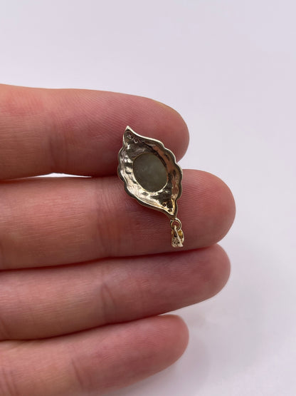 9ct gold jade and diamond pendant