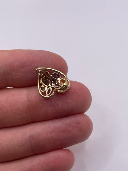 9ct gold multi gemstone heart pendant