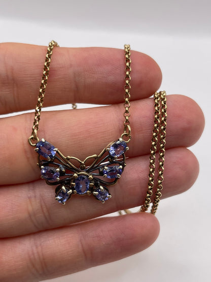 9ct gold tanzanite butterfly necklace