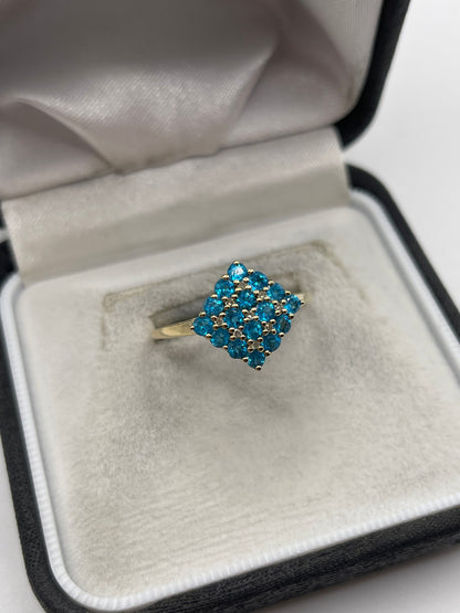 9ct gold blue apatite and diamond ring