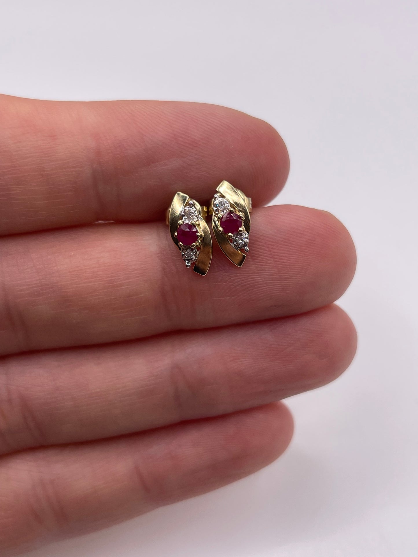 9ct gold ruby and diamond earrings