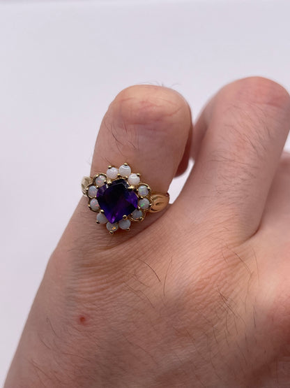 9ct gold amethyst and opal ring