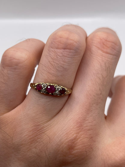 9ct gold ruby and diamond ring