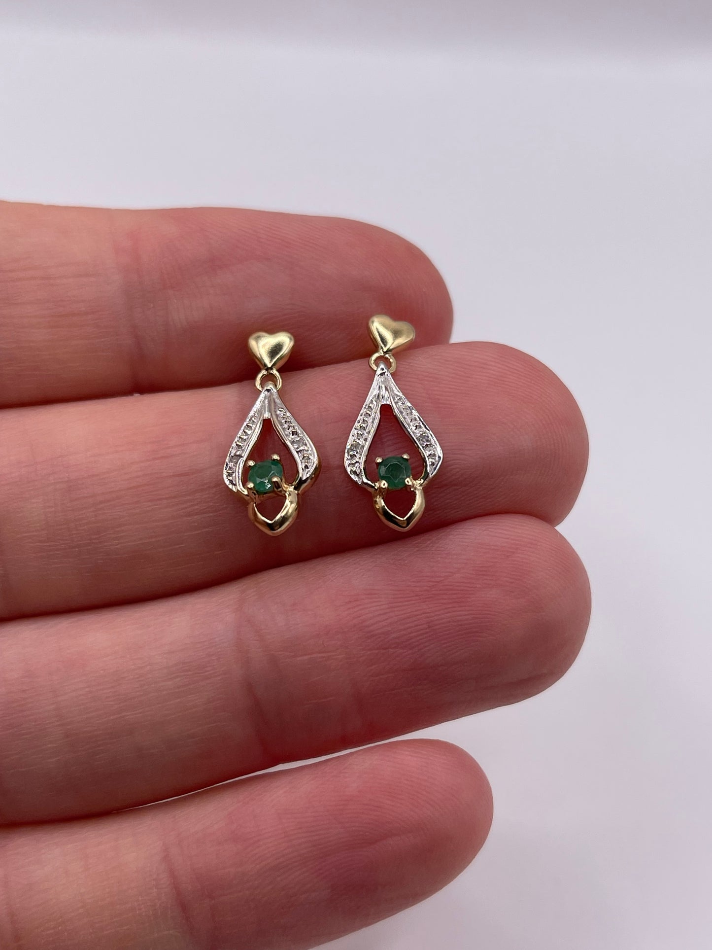 9ct gold emerald and diamond earrings