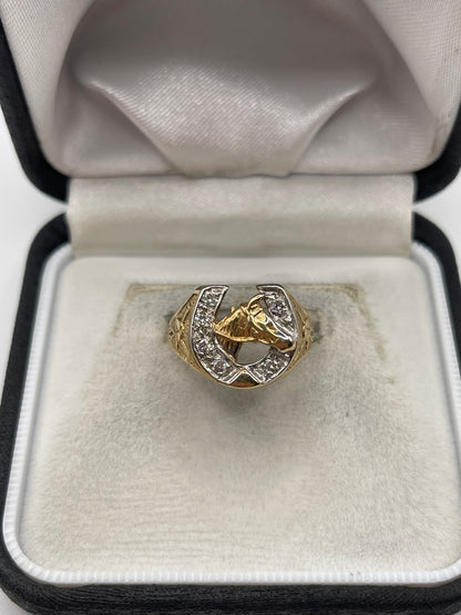 9ct gold cz horseshoe ring