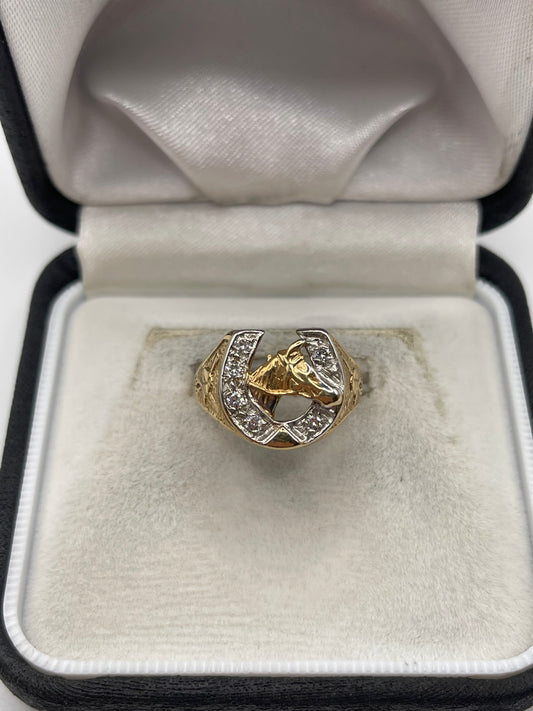 9ct gold cz horseshoe ring