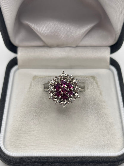 18ct white gold ruby and diamond ring
