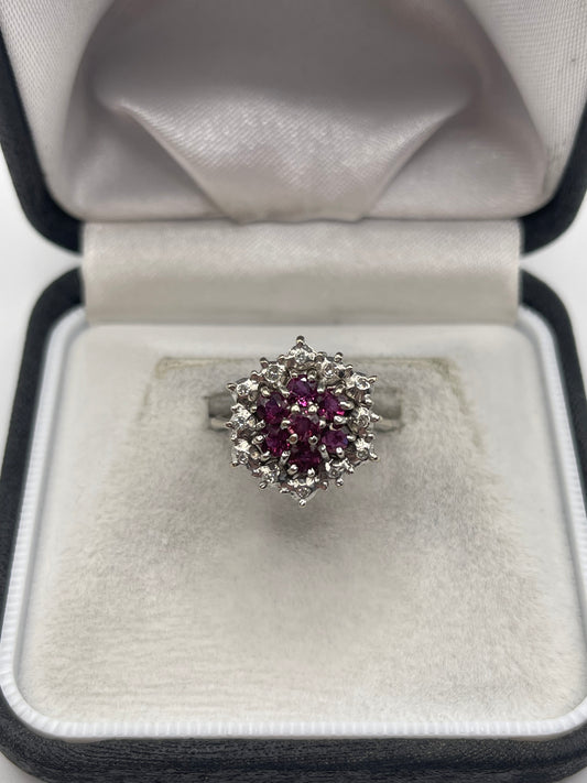 18ct white gold ruby and diamond ring