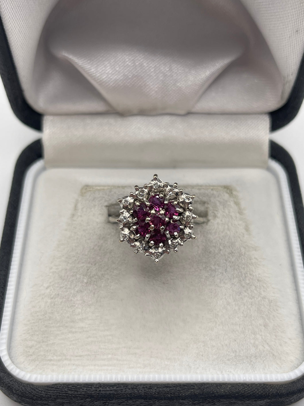 18ct white gold ruby and diamond ring