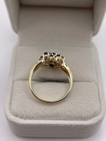 9ct gold sapphire cluster ring