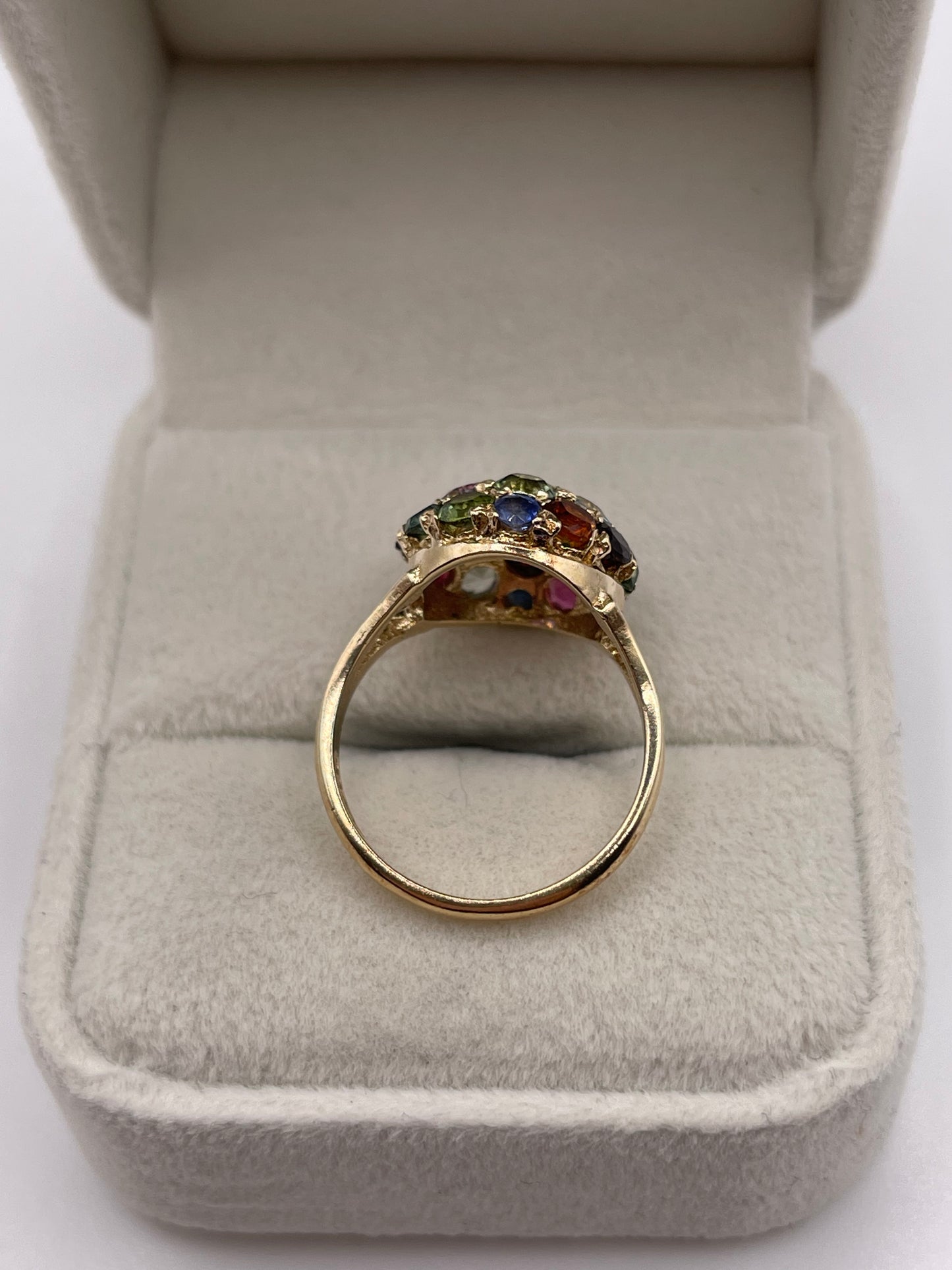 9ct gold multi gemstone cluster ring