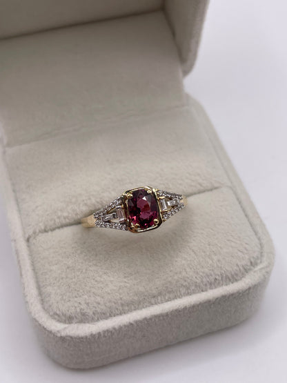 9ct gold tourmaline and zircon ring