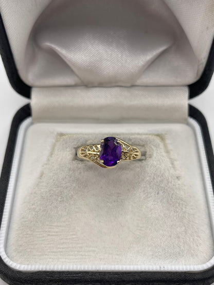 9ct gold amethyst ring