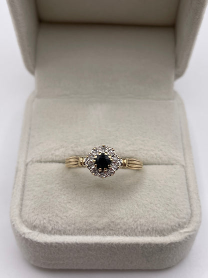 9ct gold sapphire and diamond ring
