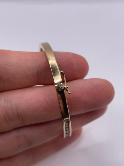 Heavy 9ct gold diamond bangle