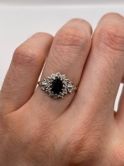 9ct gold sapphire and diamond ring