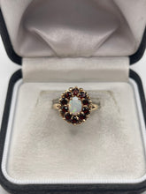 Load image into Gallery viewer, 9ct gold opal and garnet ring
