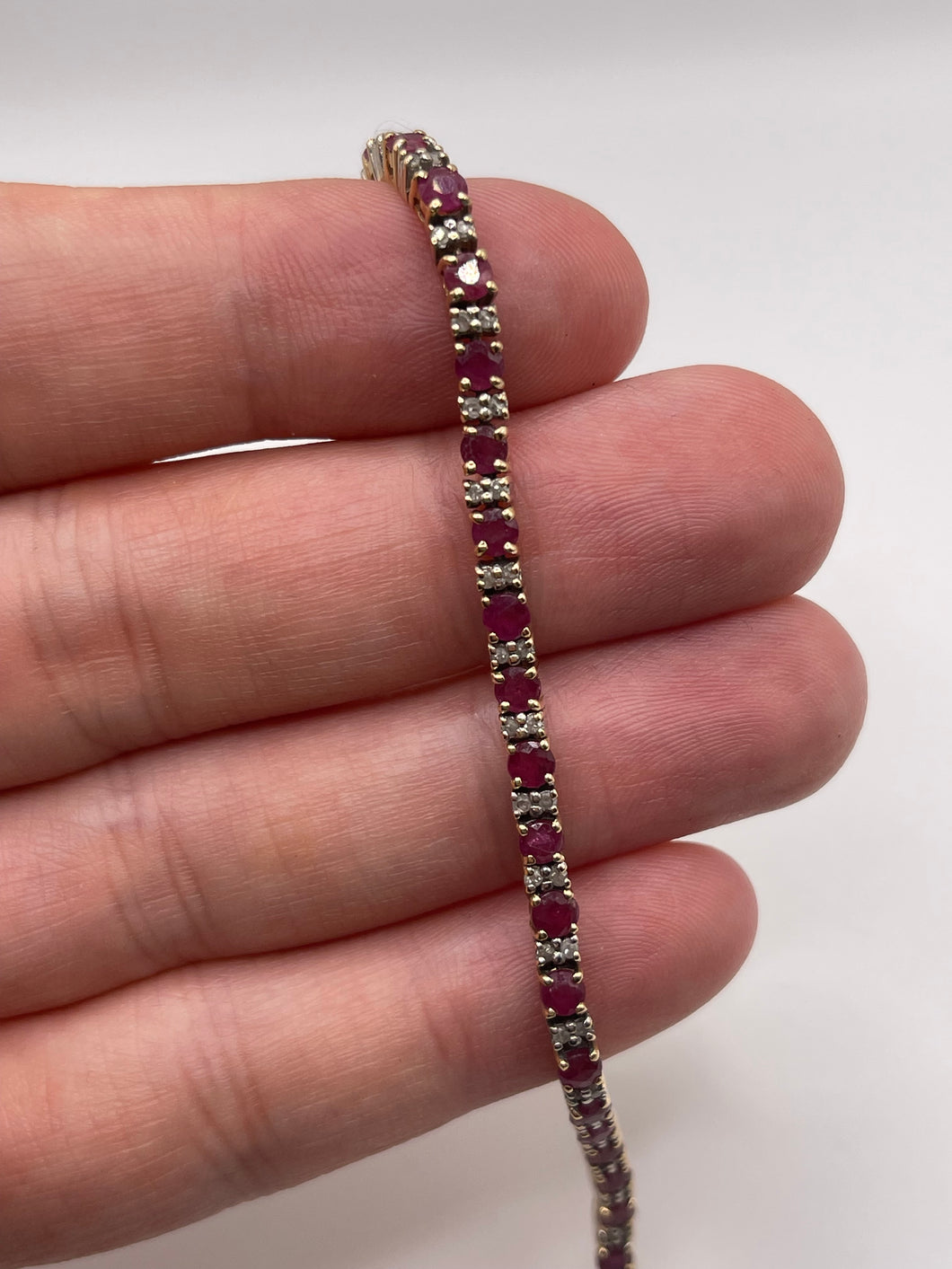 14ct gold ruby and diamond bracelet