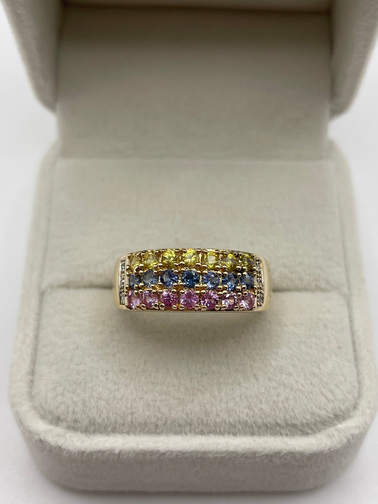 9ct gold multi gemstone and diamond ring
