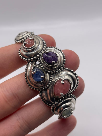 Silver gemstone bangle