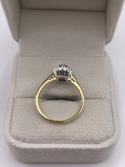 9ct gold emerald and diamond ring