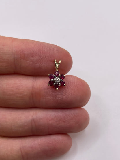 9ct gold ruby and diamond pendant